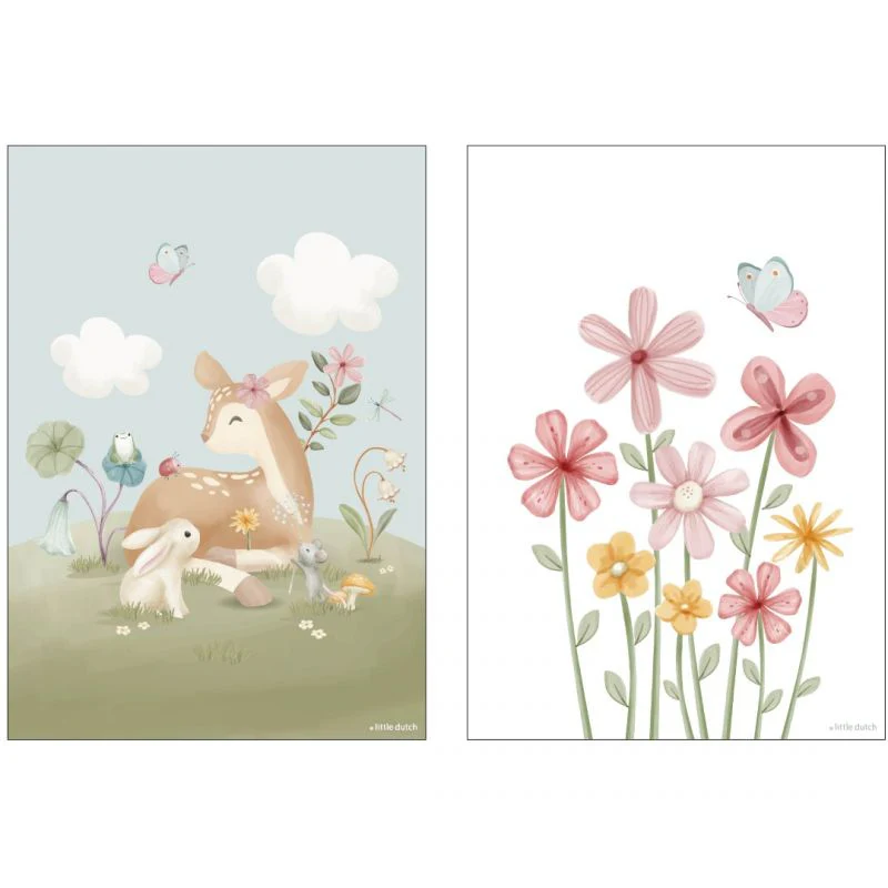 Little Dutch - Poster A3 - Cerbiatto/Fiori - Fairy Garden - immagine 2