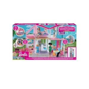 Casa di Malibu Barbie – Casa Giocattolo con 6 Stanze, Accessori e Funzioni Speciali (3+)